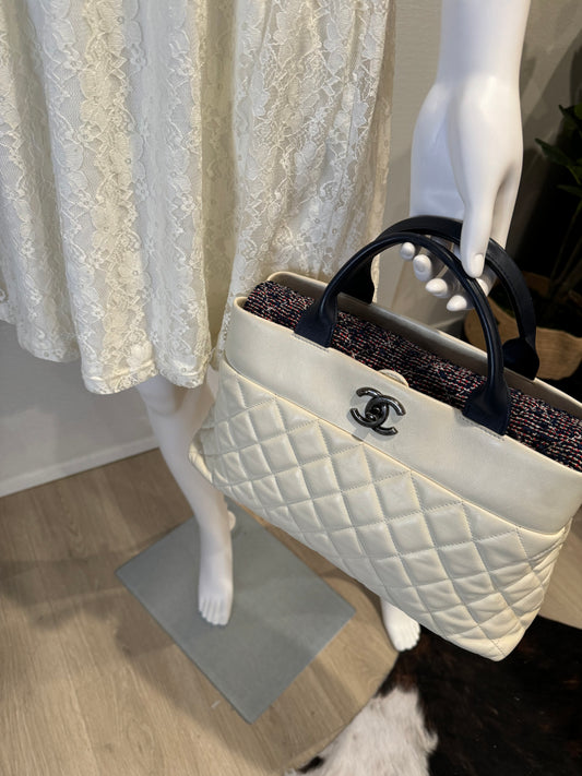 Chanel Calfskin And Tweed Tote RHW