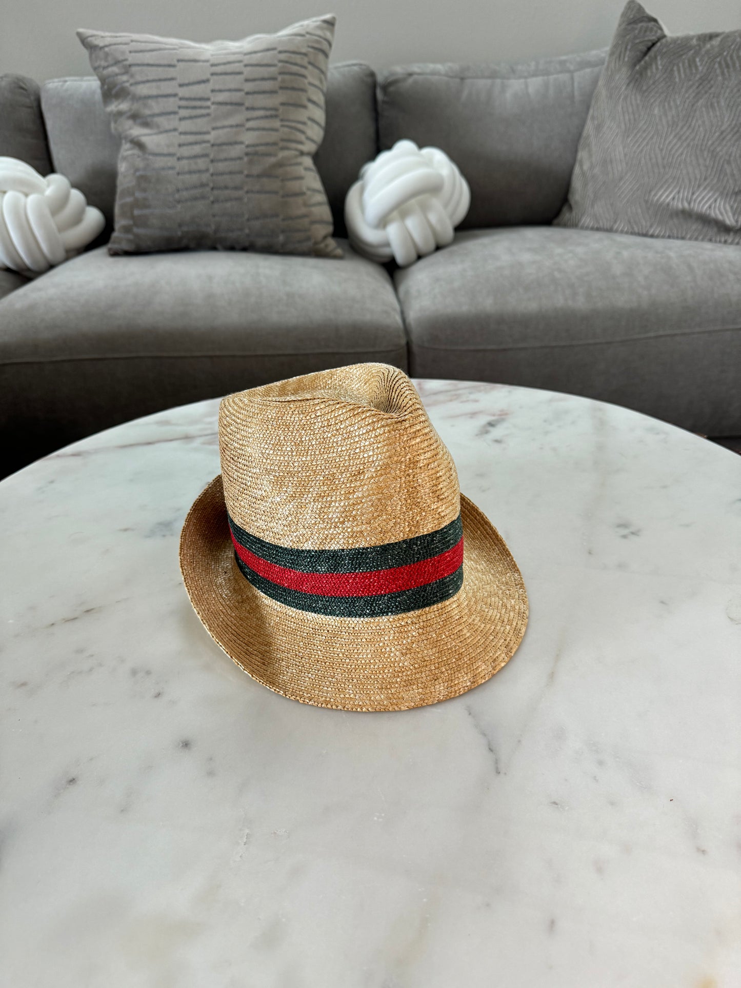 Gucci Beige Woven Straw Bucket Hat